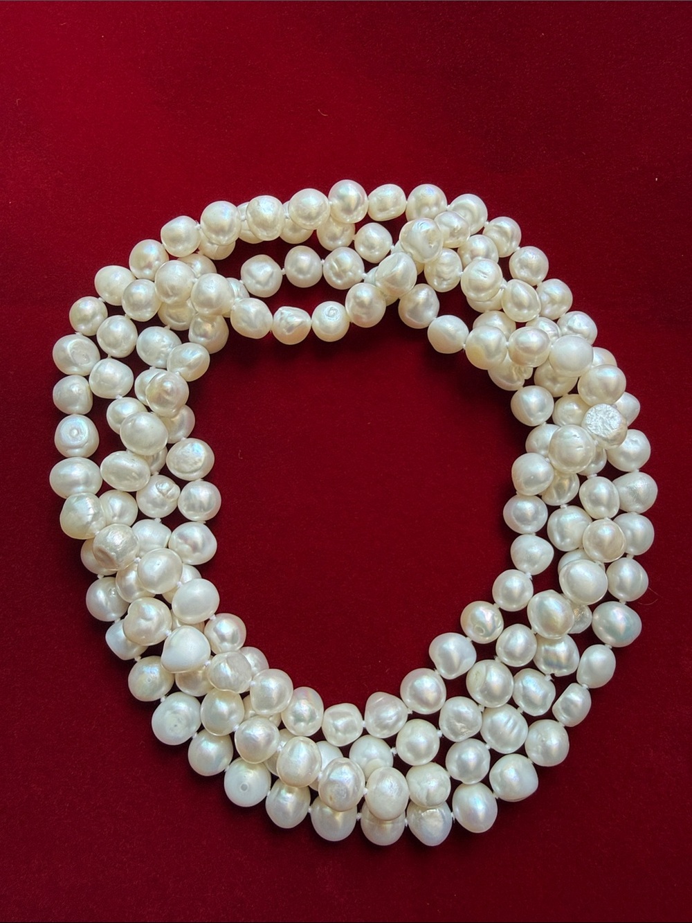 Vintage Hand Knotted Luminous Freshwater Pearl Opera Rope Necklace - 160cm / 63" - Picture 5 of 5